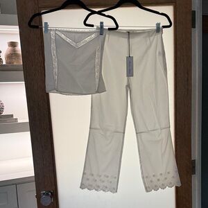 Elegant White Lace Trim Frankie’s Bikinis Set